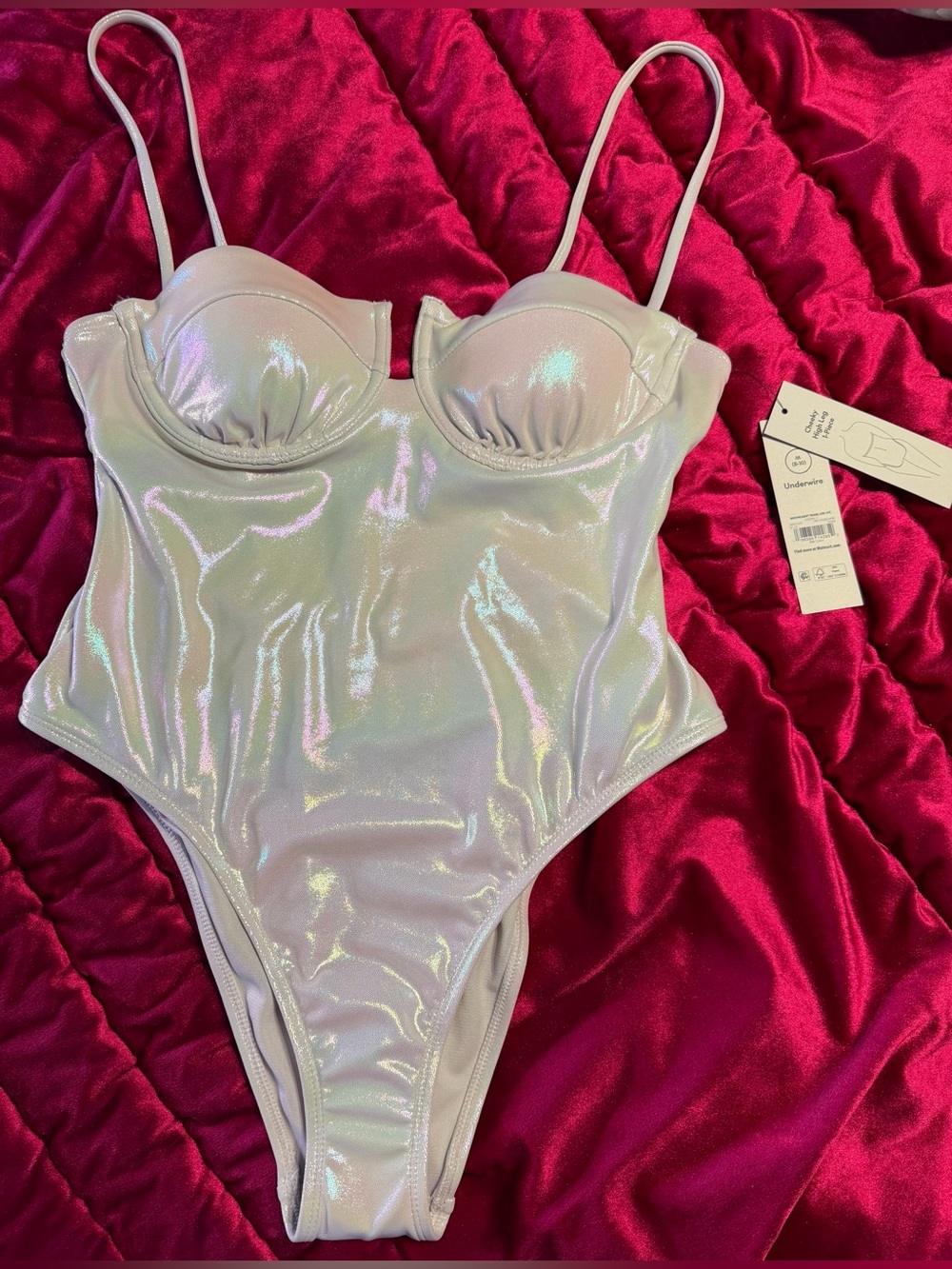 Iridescent White One-Piece Swimsuit M (8-10) BRAND NEW WITH TAGS - Picture 4 of 4